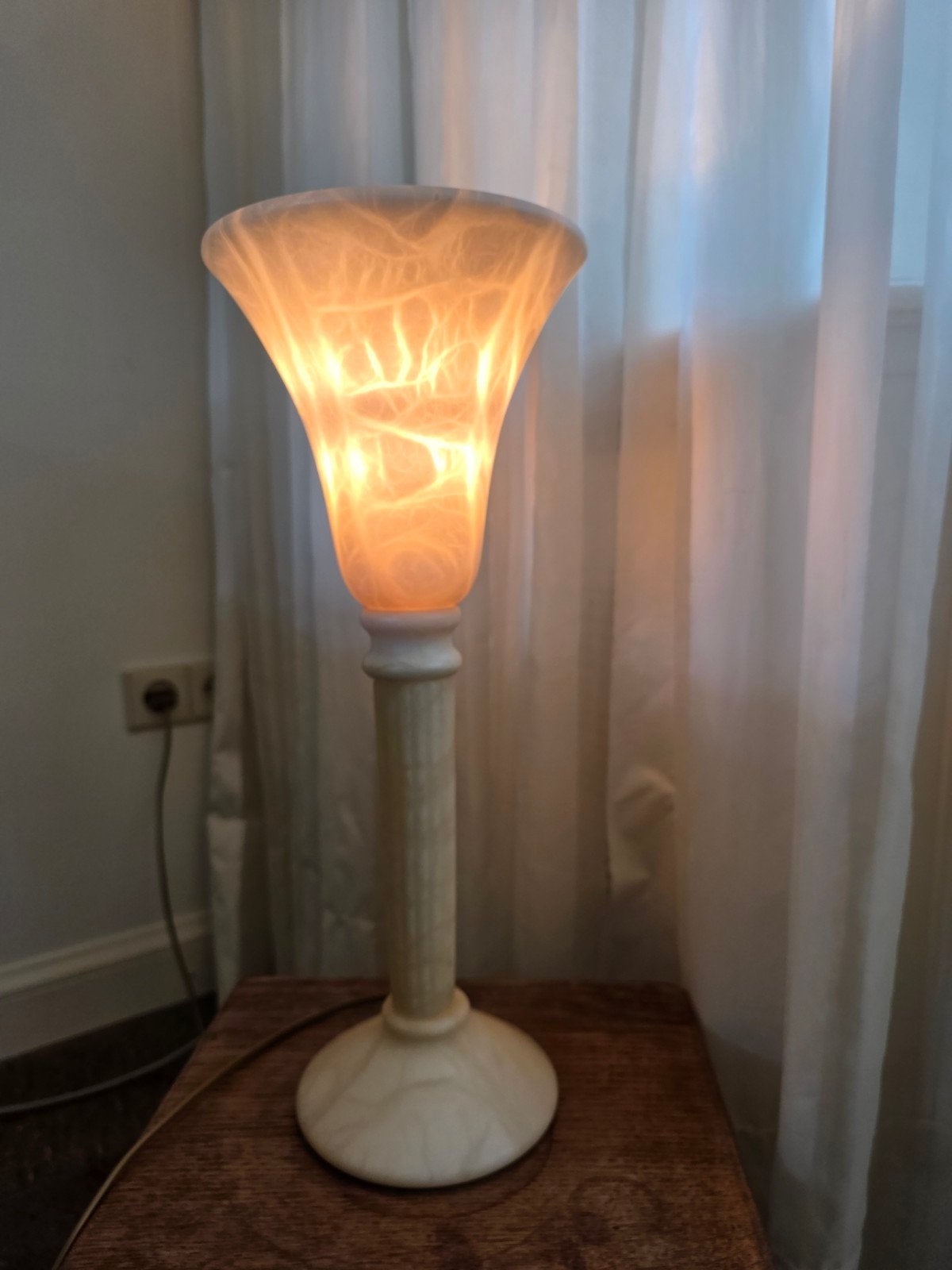 Elegante albasten tafellamp - Pegasam stijl, Ophalen of Verzenden