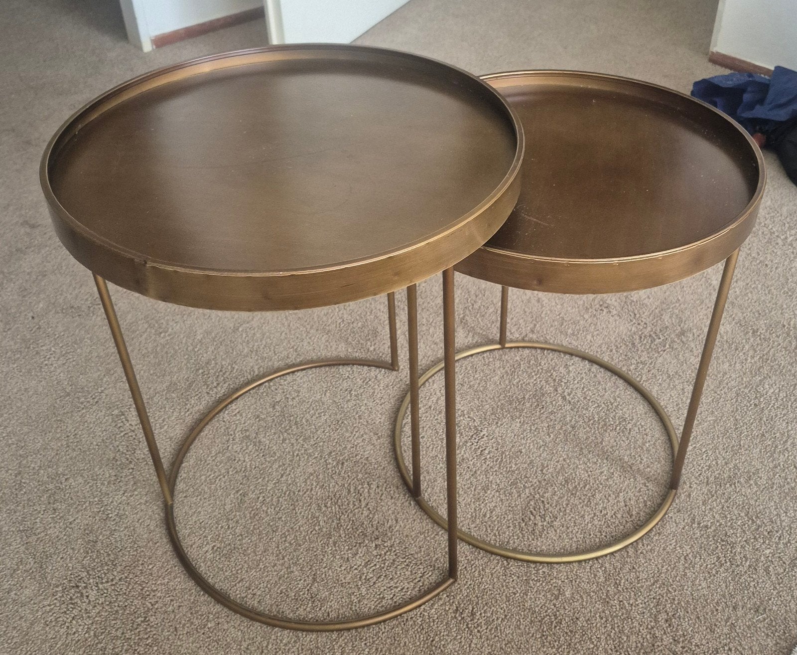 Prachtige goudbrons kleurige tafeltjes, Minder dan 55 cm, Metaal of Aluminium, Rond, Ophalen