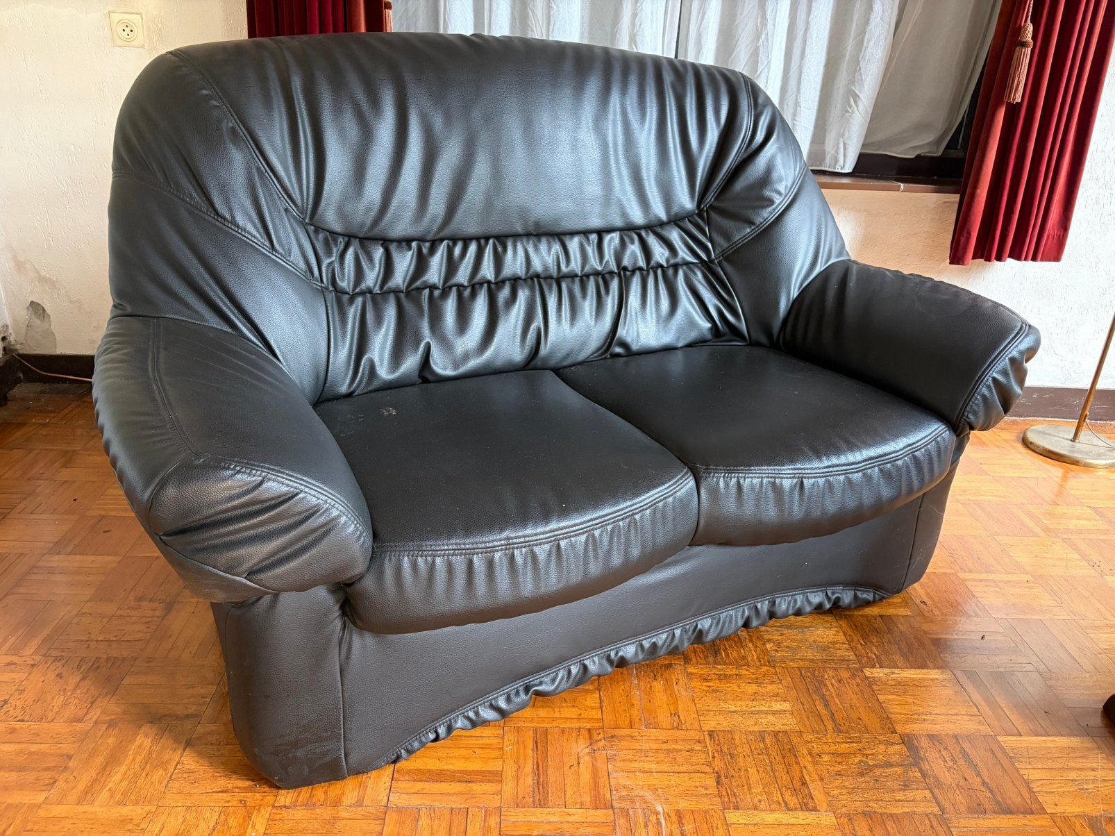 Leren sofa, Huis en Inrichting, Ophalen, Gebruikt, 100 tot 125 cm, 150 tot 200 cm