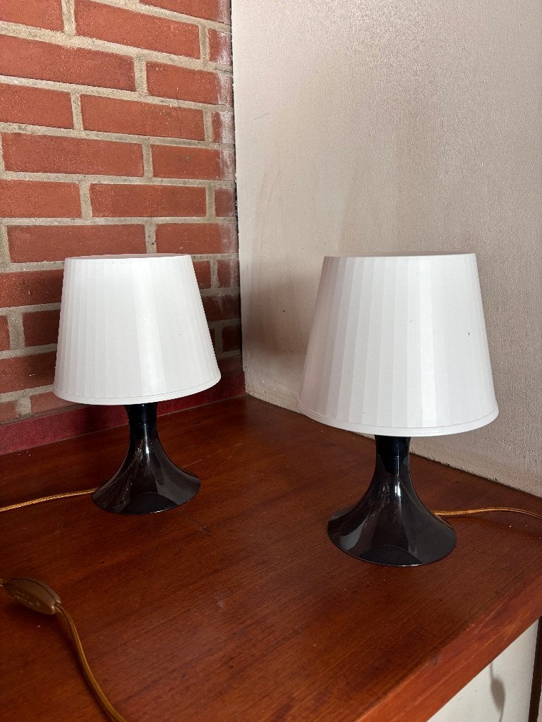 IKEA Lampan tafellampen kunststof wit paar van 2  CS26946, Ophalen, Overige typen, Scandinavisch, 30 cm