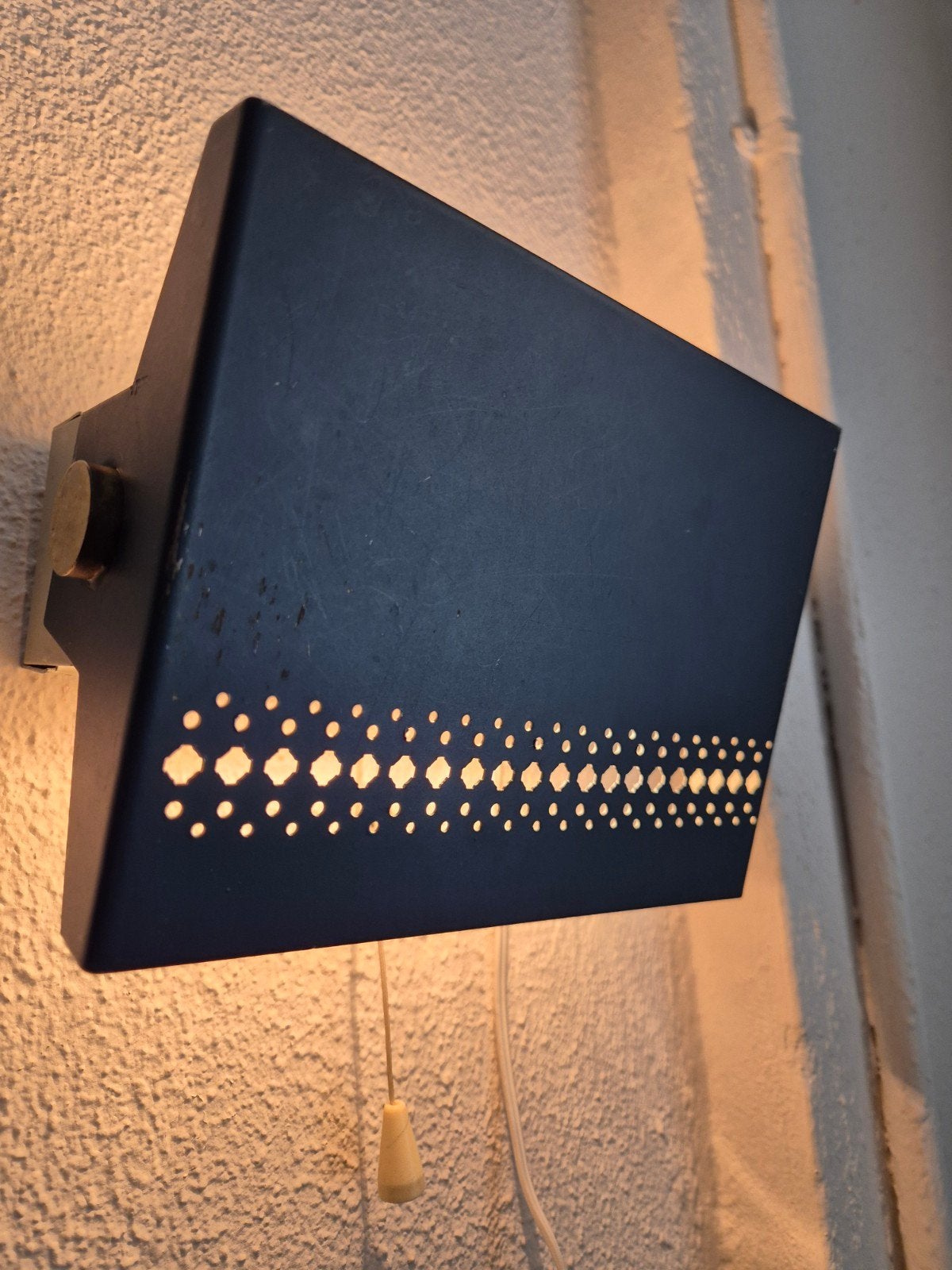 J Hoogervorst vintage design wandlamp petrol blauwe lamp, Bedlamp, Ophalen of Verzenden, Metaal, Gebruikt