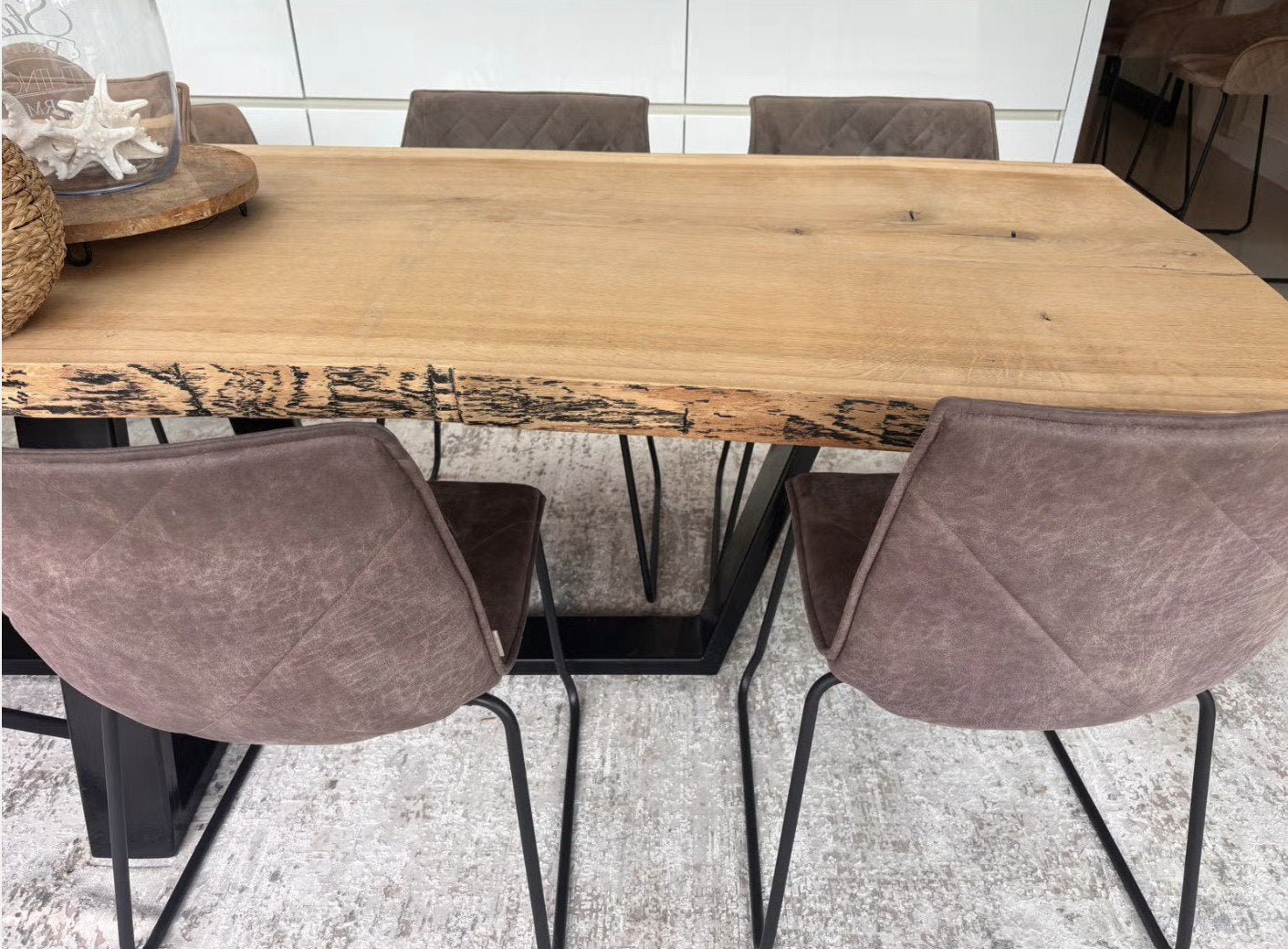 2 Riviéra Maison eetkamerstoelen taupe/Bruin, Huis en Inrichting, Ophalen, Gebruikt, Twee, Bruin