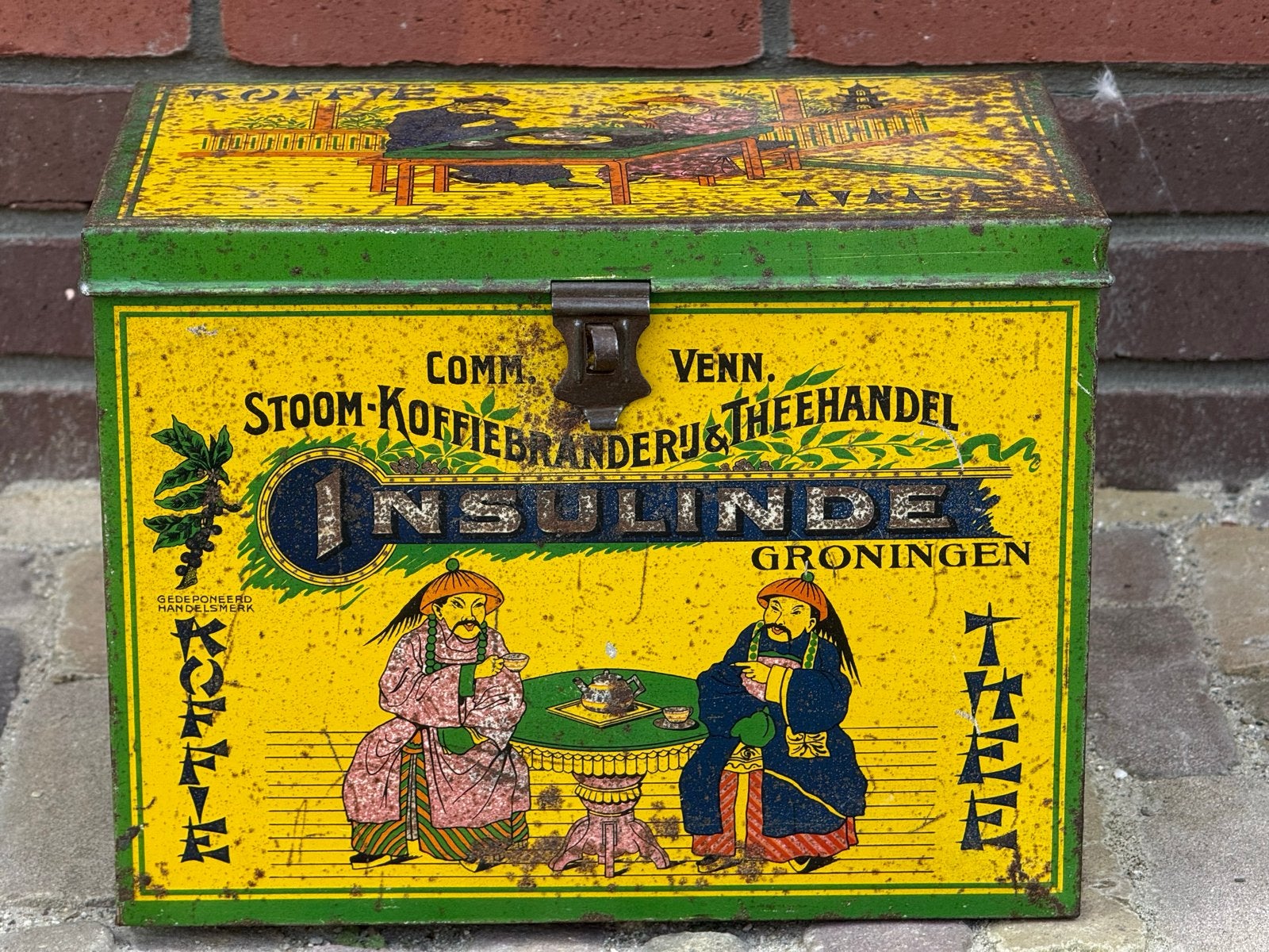 Vintage Insulinde Koffie Thee Blik Groningen, Verzamelen, Blikken, Ophalen of Verzenden, Gebruikt, Koffie, Overige merken