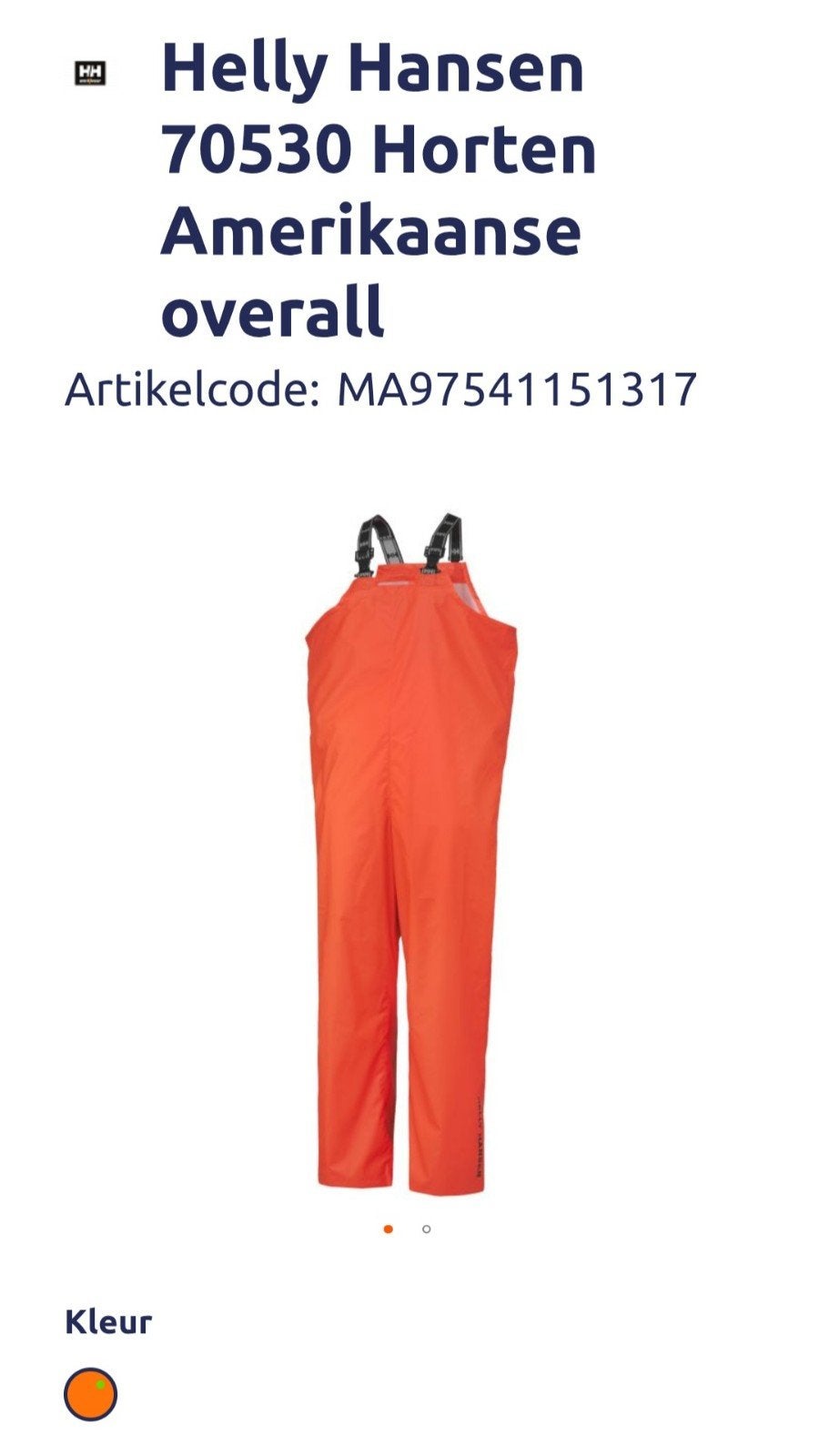 Helly Hansen Horten overall - Maat XL, Ophalen of Verzenden, Nieuw