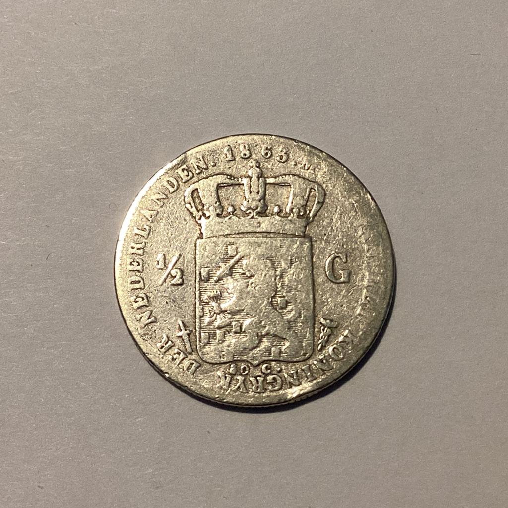 Halve gulden 1863 zilver € 20, Postzegels en Munten, Munten | Nederland, Ophalen of Verzenden, Koning Willem III, ½ gulden, Zilver