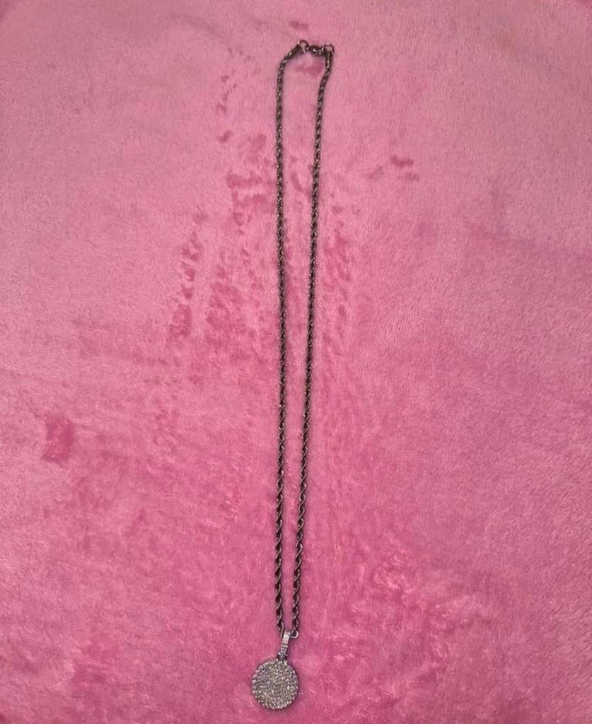 Moissanite hanger met rope chain!, Met hanger, Nieuw, Ophalen of Verzenden, Zilver