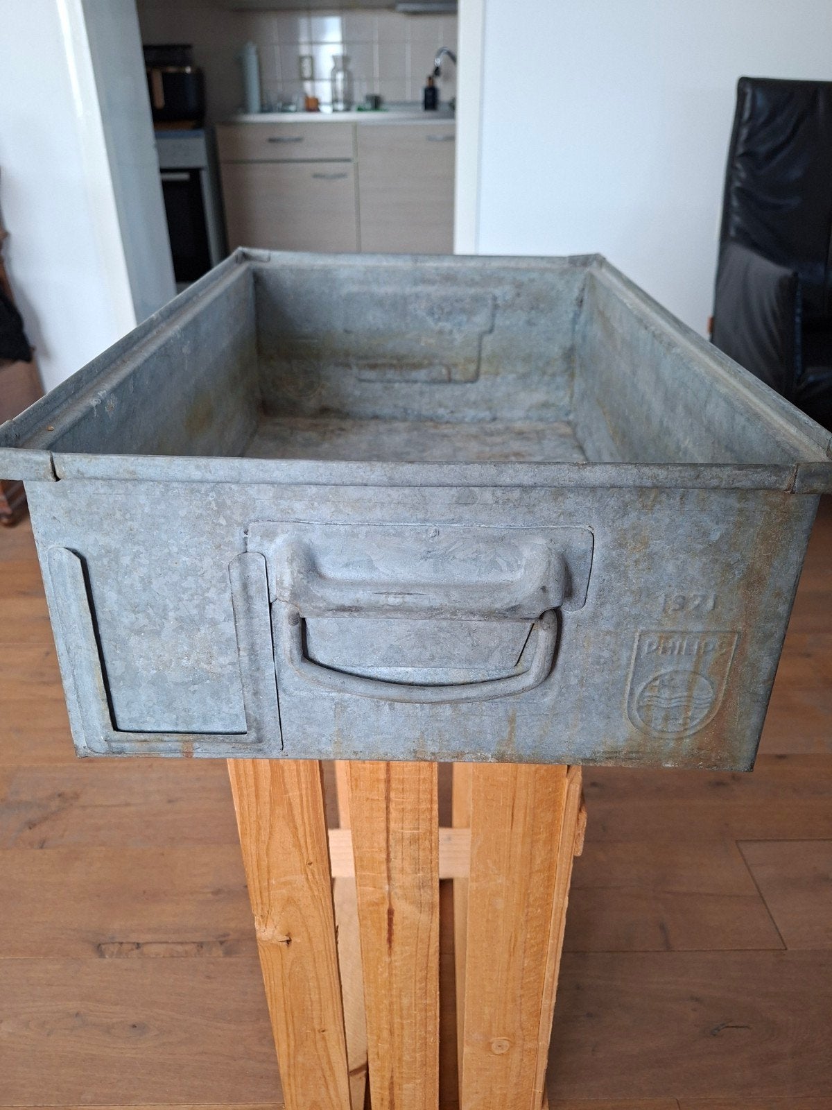 Vintage zinken bak Philips 1971 - Mooie staat, Antiek en Kunst, Curiosa en Brocante, Ophalen