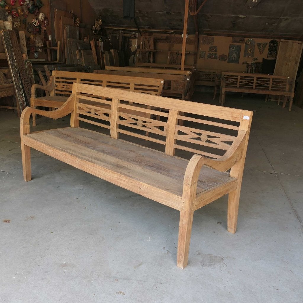 Stationsbank landelijk teak hout tuinbank Ibiza bank RQ18, Ophalen of Verzenden