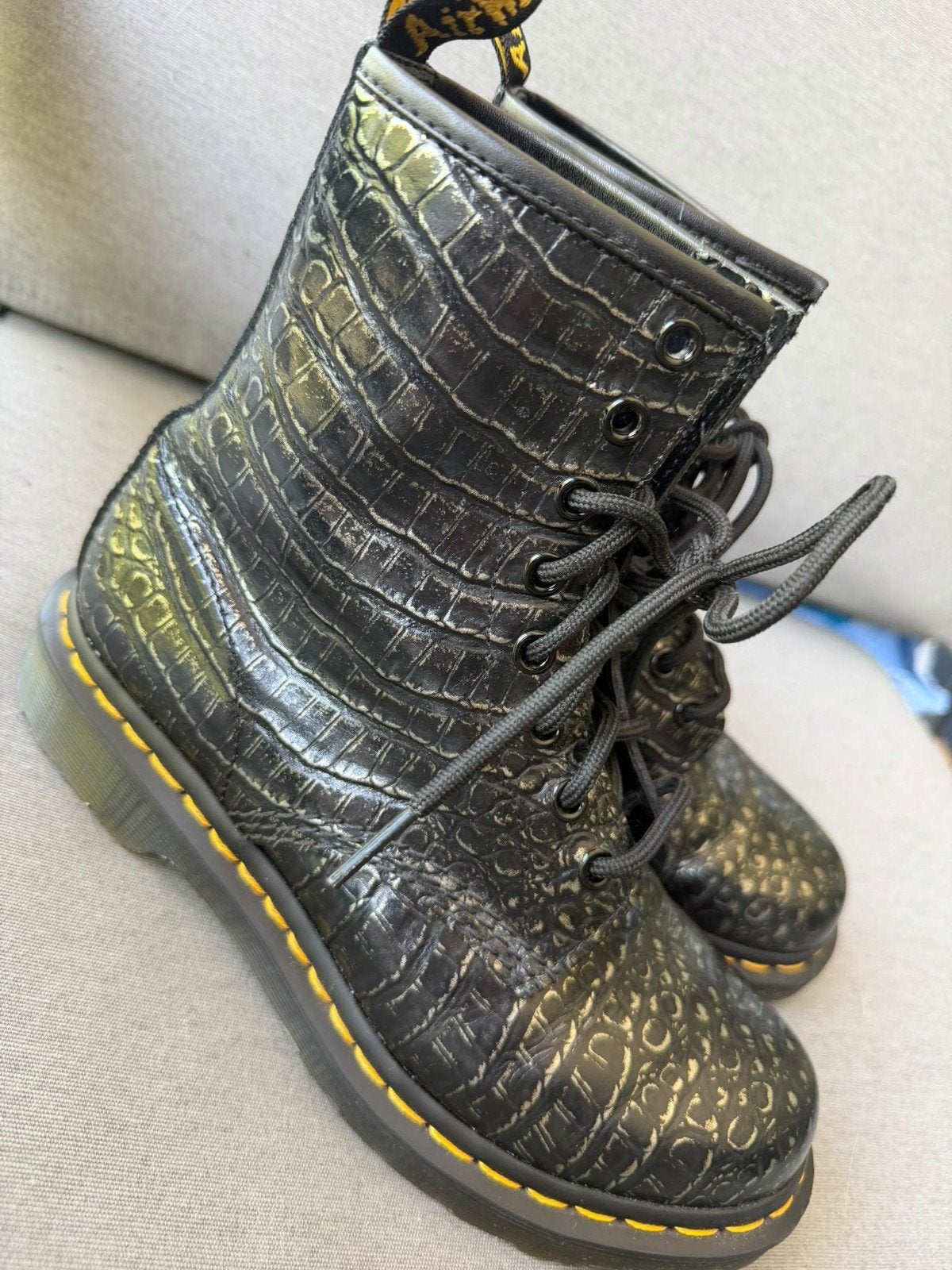 Dr. Martens 1460 Pascal Croc Emboss Laarzen Maat 38, Ophalen of Verzenden, Zo goed als nieuw, Zwart