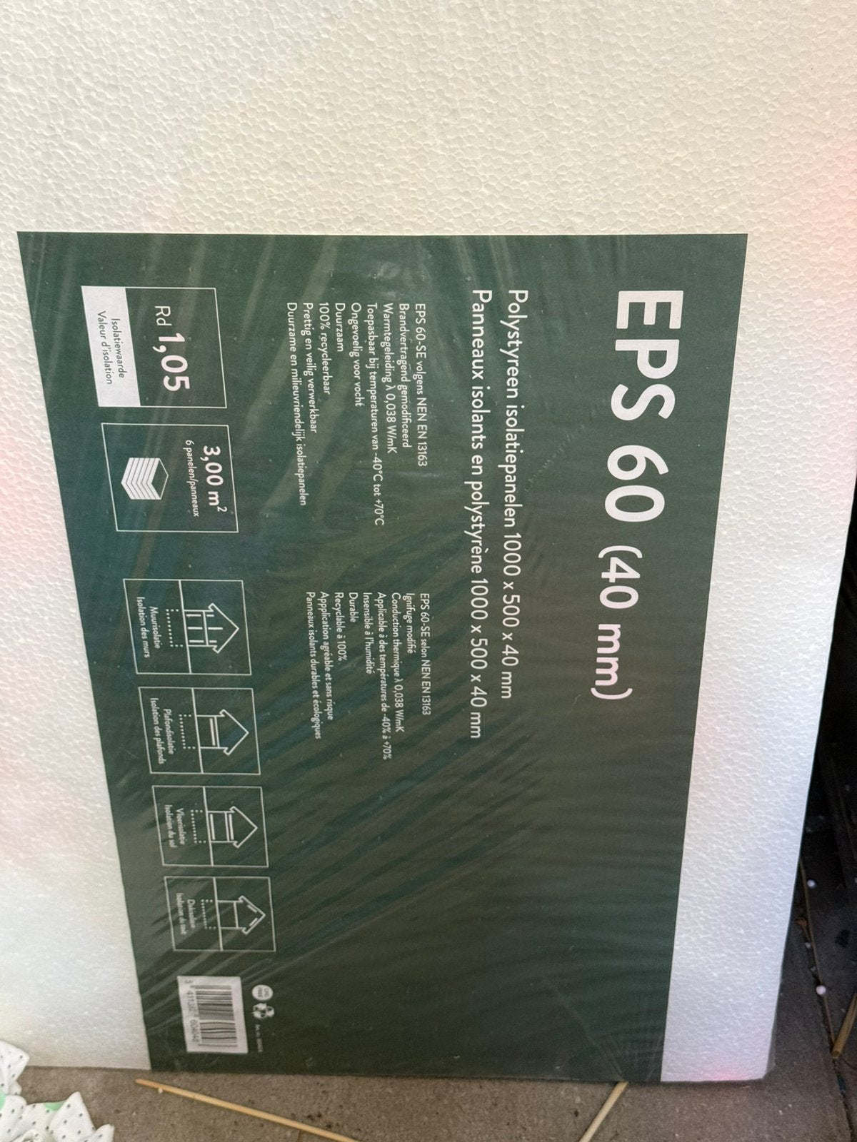 Isolatiepanelen polystyreen EPS 60, Ophalen, Overige materialen, 50 tot 150 cm, Nieuw