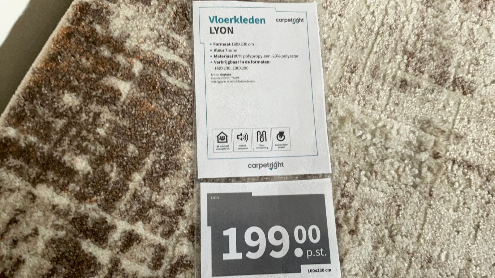 Nieuw Carpetright Lyon vloerkleed 1.60 m bij 2.30 m, Ophalen, 150 tot 200 cm, Rechthoekig, Nieuw