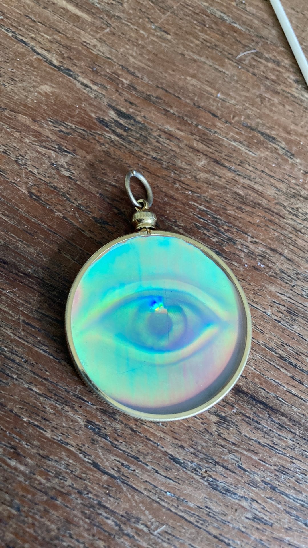 Vintage hologram eye Pendant oog hanger hologram oog, Ophalen of Verzenden, Zo goed als nieuw, Zilver, Overige materialen