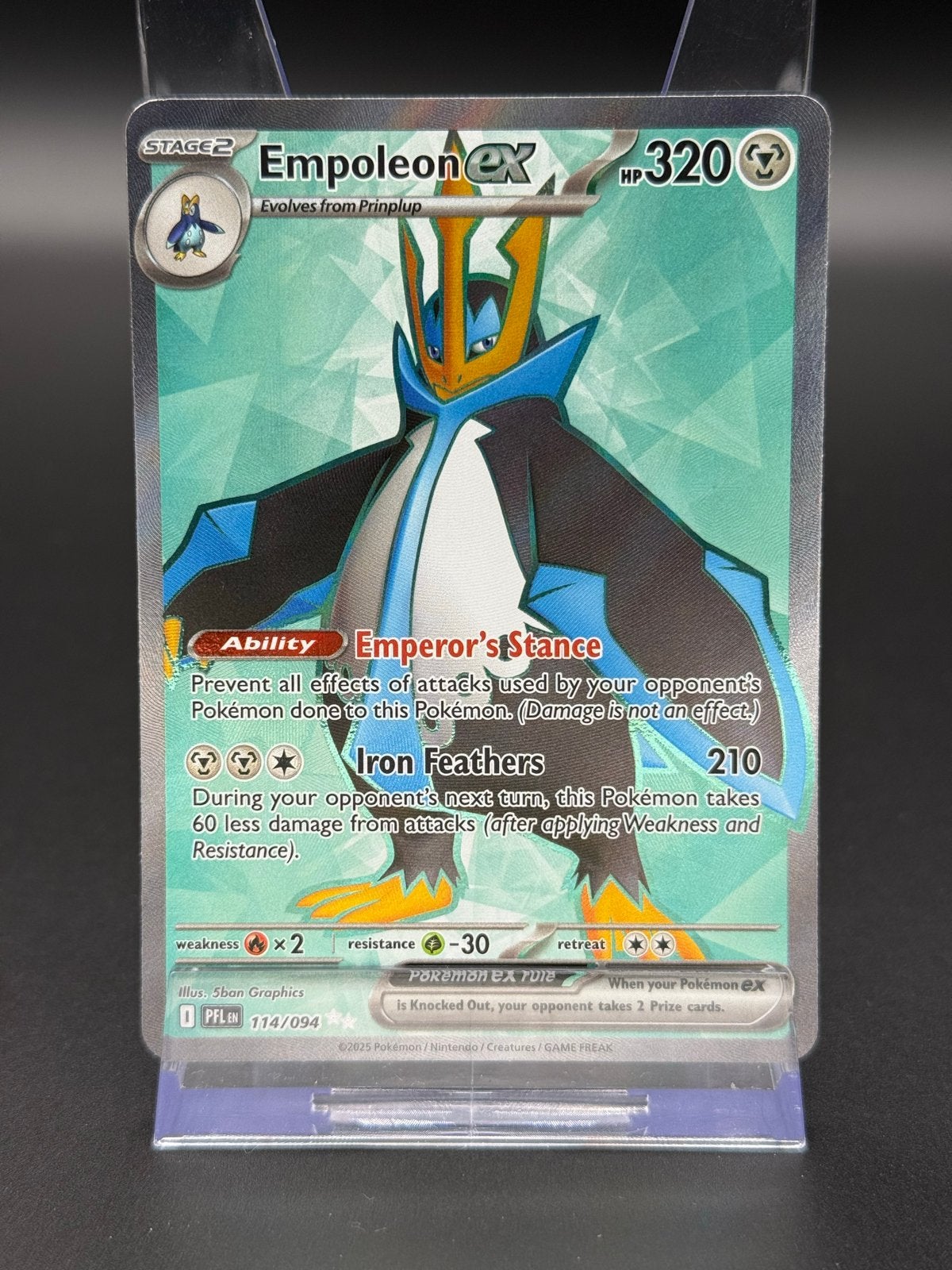 Empoleon EX - Pokémon Phantasmal Flames - #114/094 PFL, Ophalen of Verzenden, Zo goed als nieuw, Losse kaart, Foil