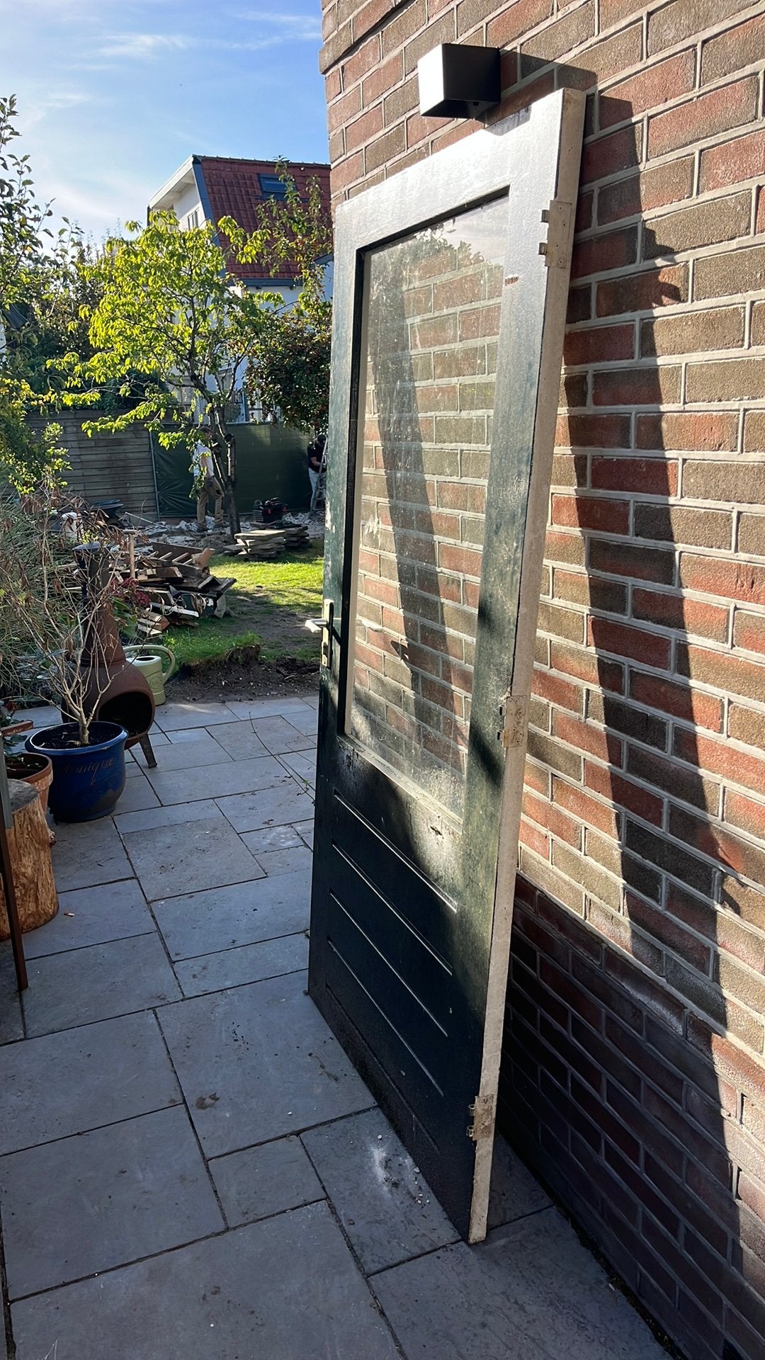 Hardhouten schuurdeur / achterdeur, Ophalen, Zo goed als nieuw, Buitendeur, 200 tot 215 cm