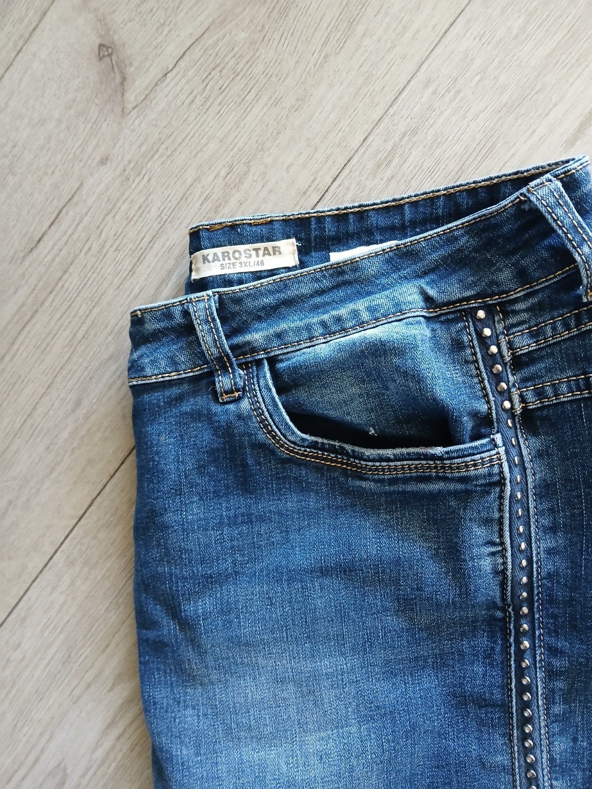 KAROSTAR  mooie aparte spijkerbroek mt 46, KAROSTAR, Overige jeansmaten, Zo goed als nieuw, Verzenden
