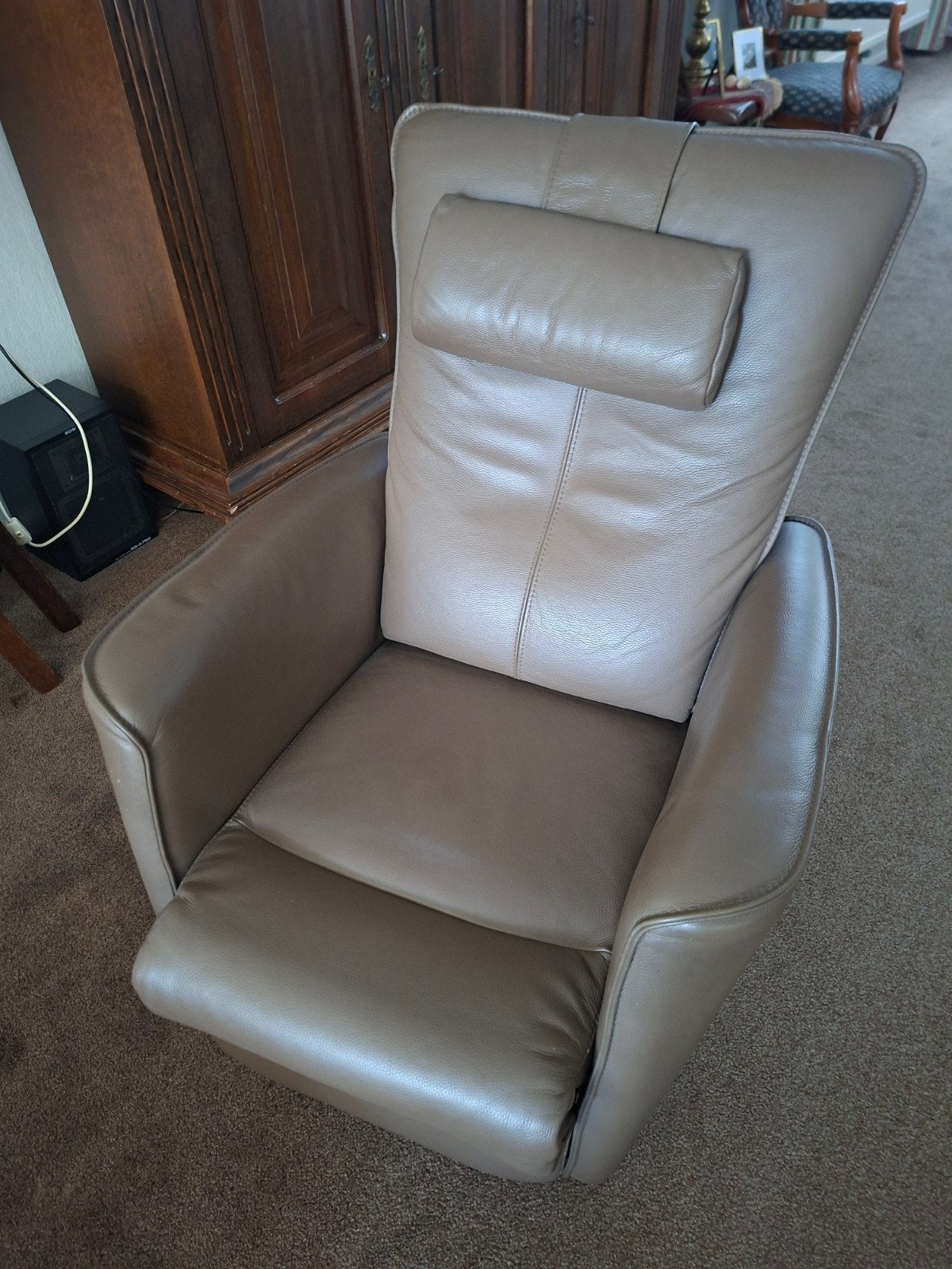 Elektrische Prominent relaxfauteuil - Leer, Ophalen, Gebruikt, Leer, Minder dan 50 cm
