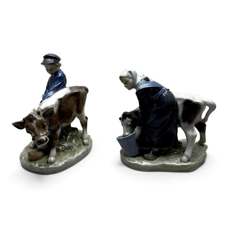 Royal Copenhagen - Boer met koe en boerin met koe (2x), Ophalen of Verzenden