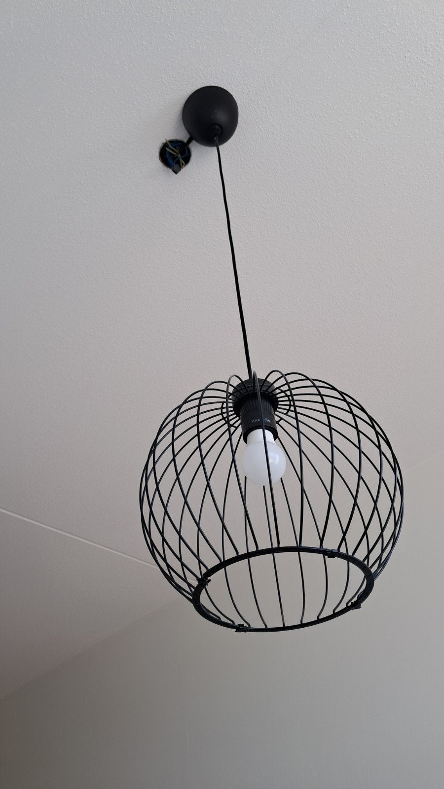 Zwarte metalen hanglamp - Modern design, Ophalen, Zo goed als nieuw, Metaal, Modern, Industrieel