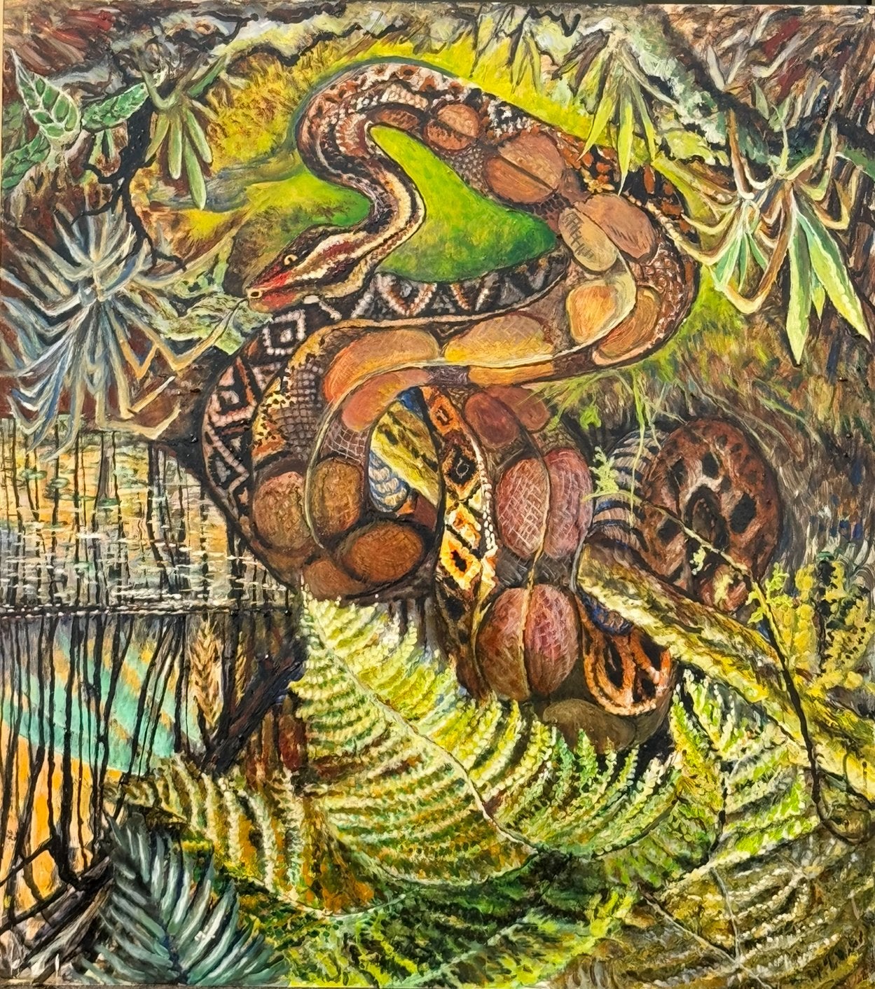 Schilderij slang, Ophalen