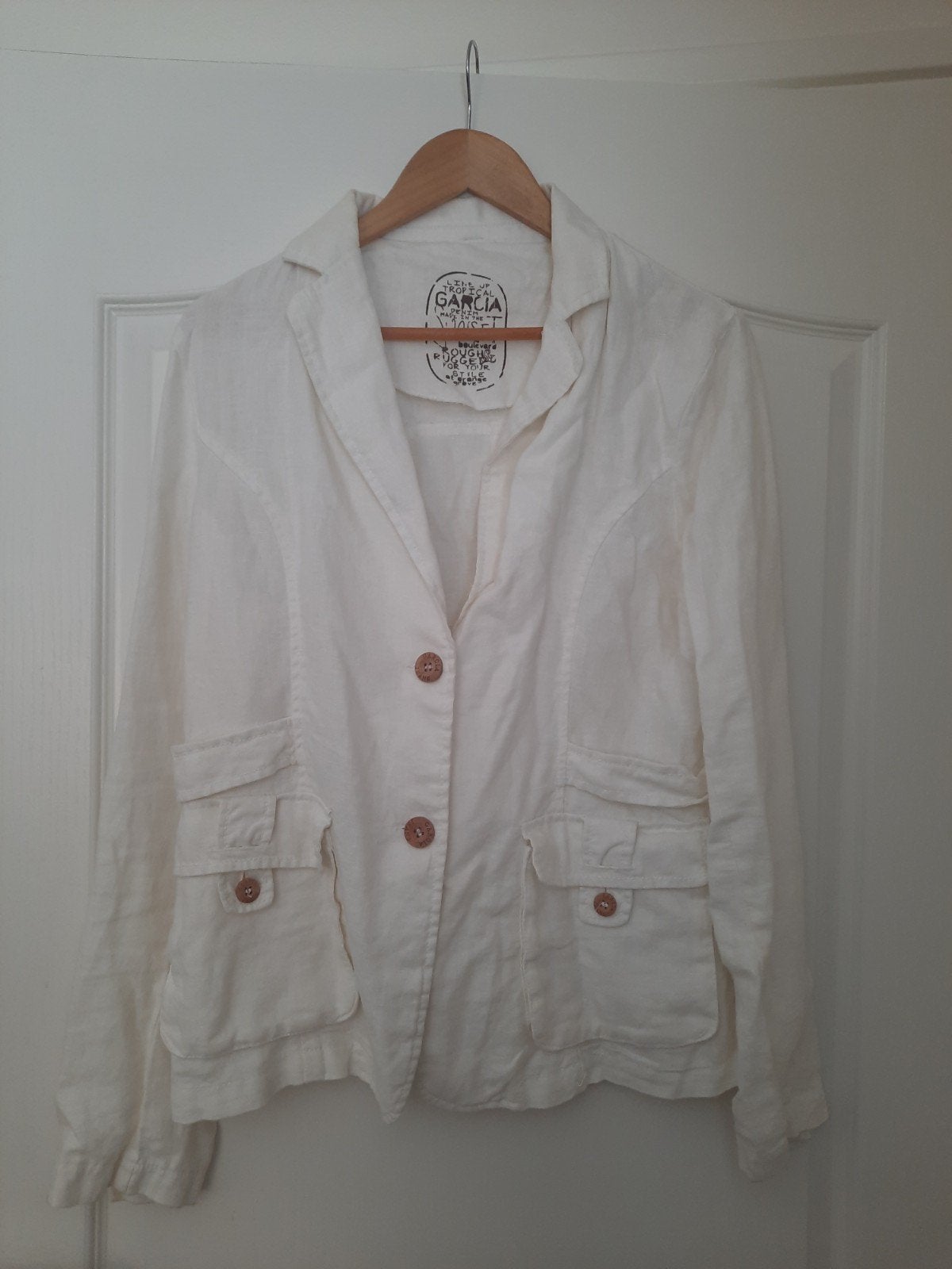 Garcia linnen jasje maat XL, Kleding | Dames, Wit, Maat 46/48 (XL) of groter, Ophalen of Verzenden, Zo goed als nieuw