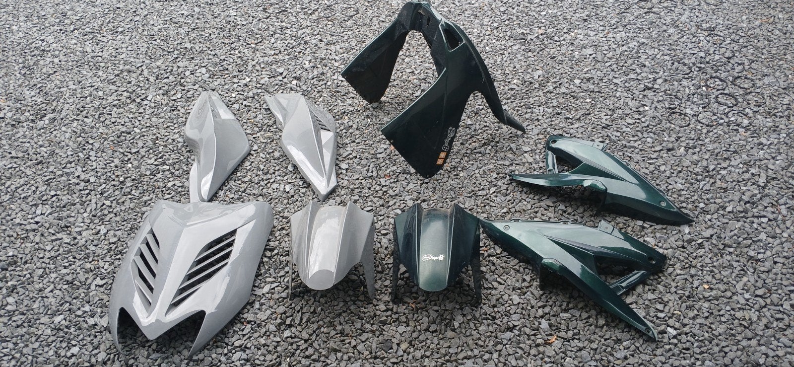 Yamaha Aerox kappenset - Grey, Jaguar groen, Fietsen en Brommers, Ophalen of Verzenden, Gebruikt, Kap, Yamaha