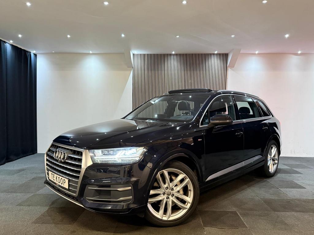 Audi Q7 3.0TFSI 245KW Quattro Tiptr8 2015 Pano Leer Cam Led, Automaat, Zwart, 2995 cc, Blauw