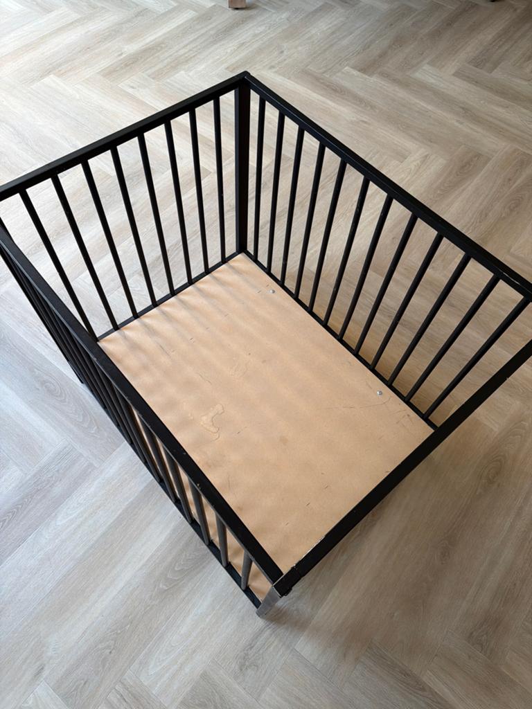 Europe Baby Felix II Box Mat Zwart + koeka boxkleed, Ophalen, Gebruikt, Rechthoekig, In hoogte verstelbaar