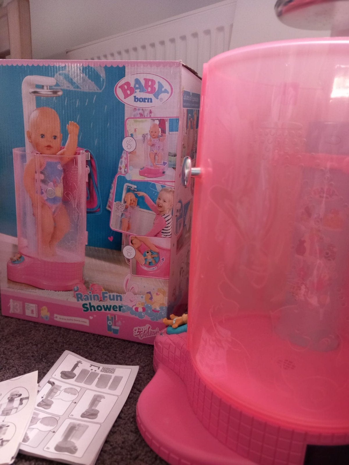 Douche Baby Born in doos douchecabine, Ophalen of Verzenden, Zo goed als nieuw, Babypop