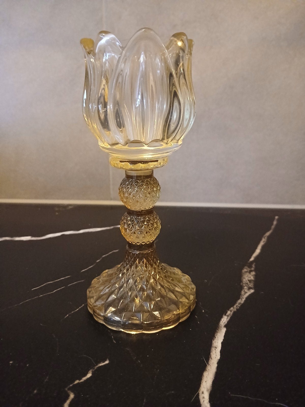 glazen kandelaar/windlichtje in tulpvorm, Ophalen of Verzenden