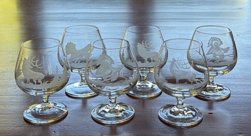 6 geëtste cognacglaasjes jacht, Ophalen of Verzenden, Zo goed als nieuw, Overige typen