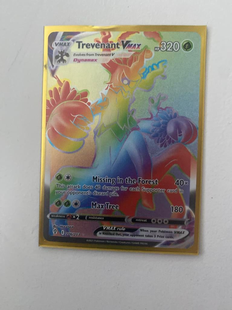 Trevenant VMAX Rainbow Rare Pokémon Kaart (206/203), Ophalen of Verzenden, Zo goed als nieuw, Losse kaart, Foil