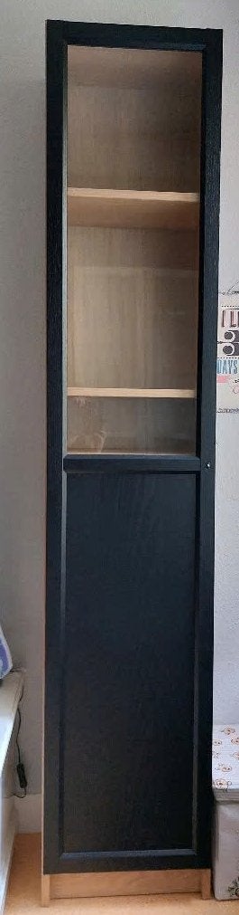 Ikea kast Billy/Oxberg eikenkleur en zwart, Ophalen, Met deur(en), 200 cm of meer, 50 tot 100 cm
