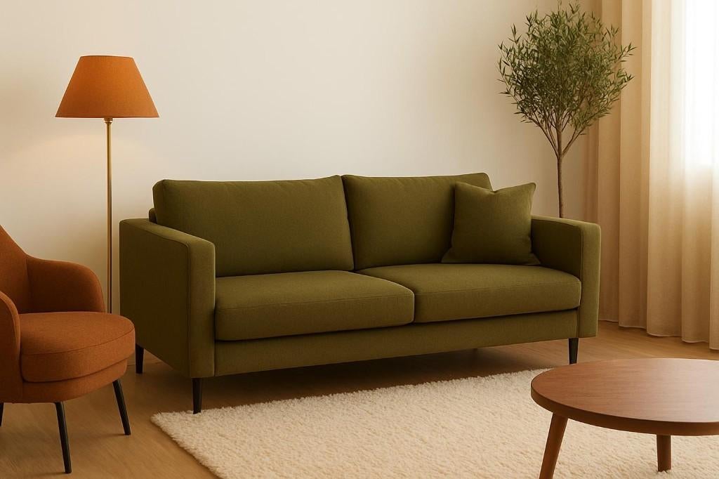 3 zits bank groen met kussens rug en zit, Ophalen, 150 tot 200 cm, 75 tot 100 cm, Rechte bank