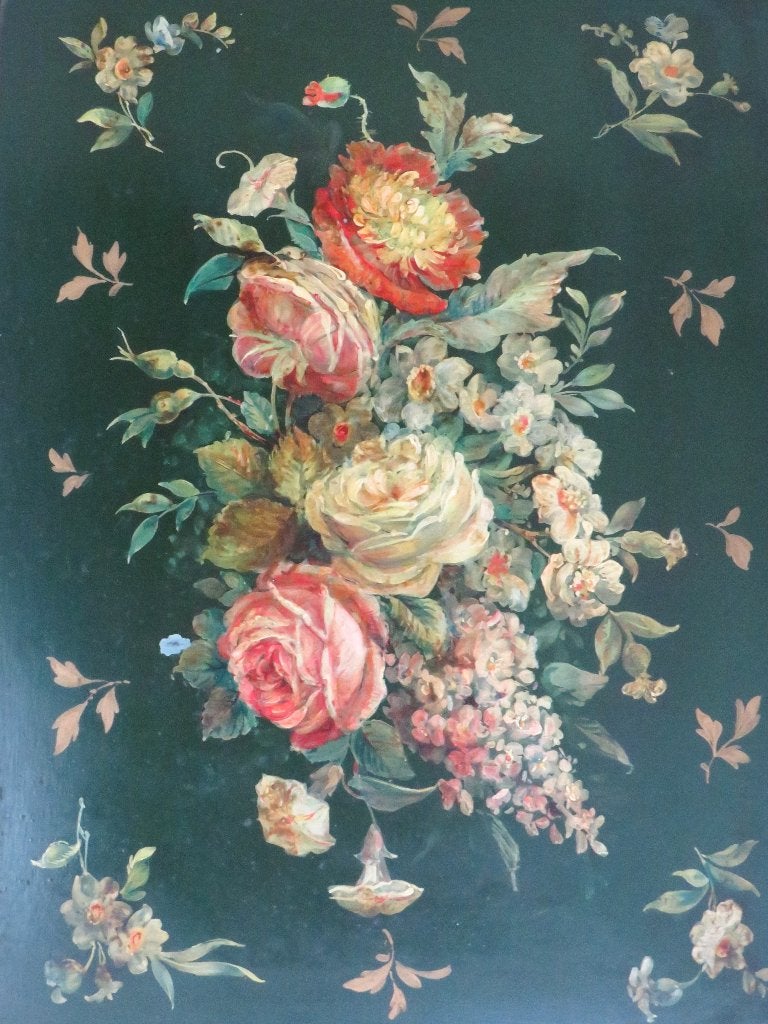 Oud toleware dienblad “Bloemen”, Antiek en Kunst, Ophalen of Verzenden