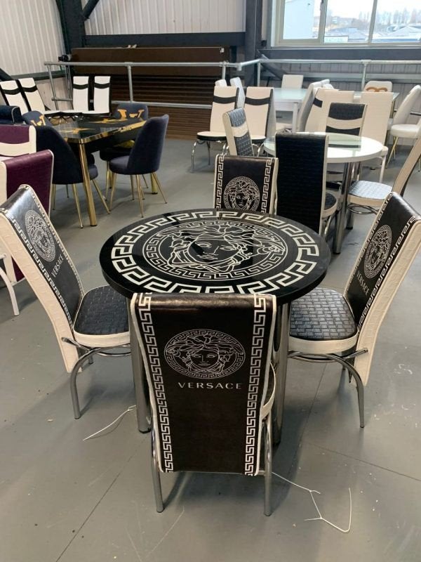 Turkse eettafel met 6 stoelen - Versace stijl, Huis en Inrichting, Ophalen of Verzenden, Zo goed als nieuw, Turks, Versace-stijl, Modern, Luxe