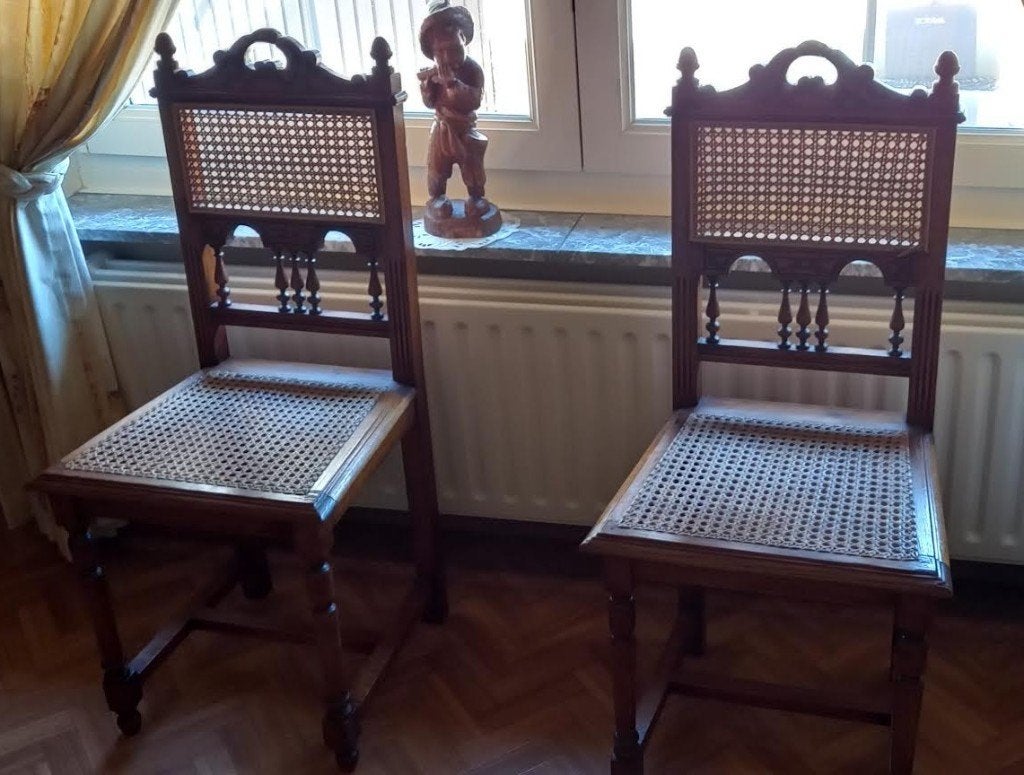 Antieke stoelen met gevlochten zitting x 3, Ophalen