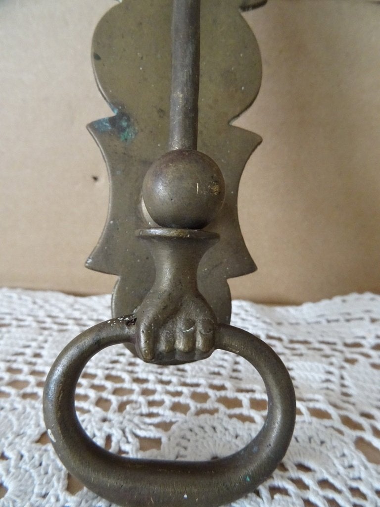 Antieke of vintage messing handvat van deurbel trekbel 16cm, Ophalen of Verzenden