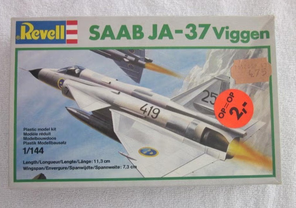 Revell Saab JA-37 Viggen schaal 1:144 uit 1982 ongebouwd., 1:72 tot 1:144, Revell, Ophalen of Verzenden, Zo goed als nieuw