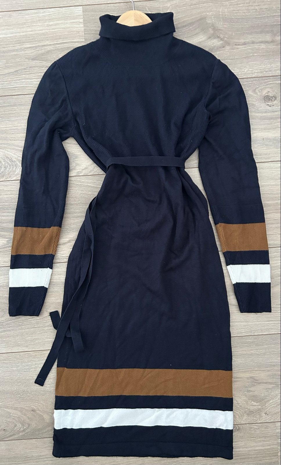 Mamalicious gebreide jurk met col en strepen, Maat 38/40 (M), Blauw, Ophalen of Verzenden, Zo goed als nieuw