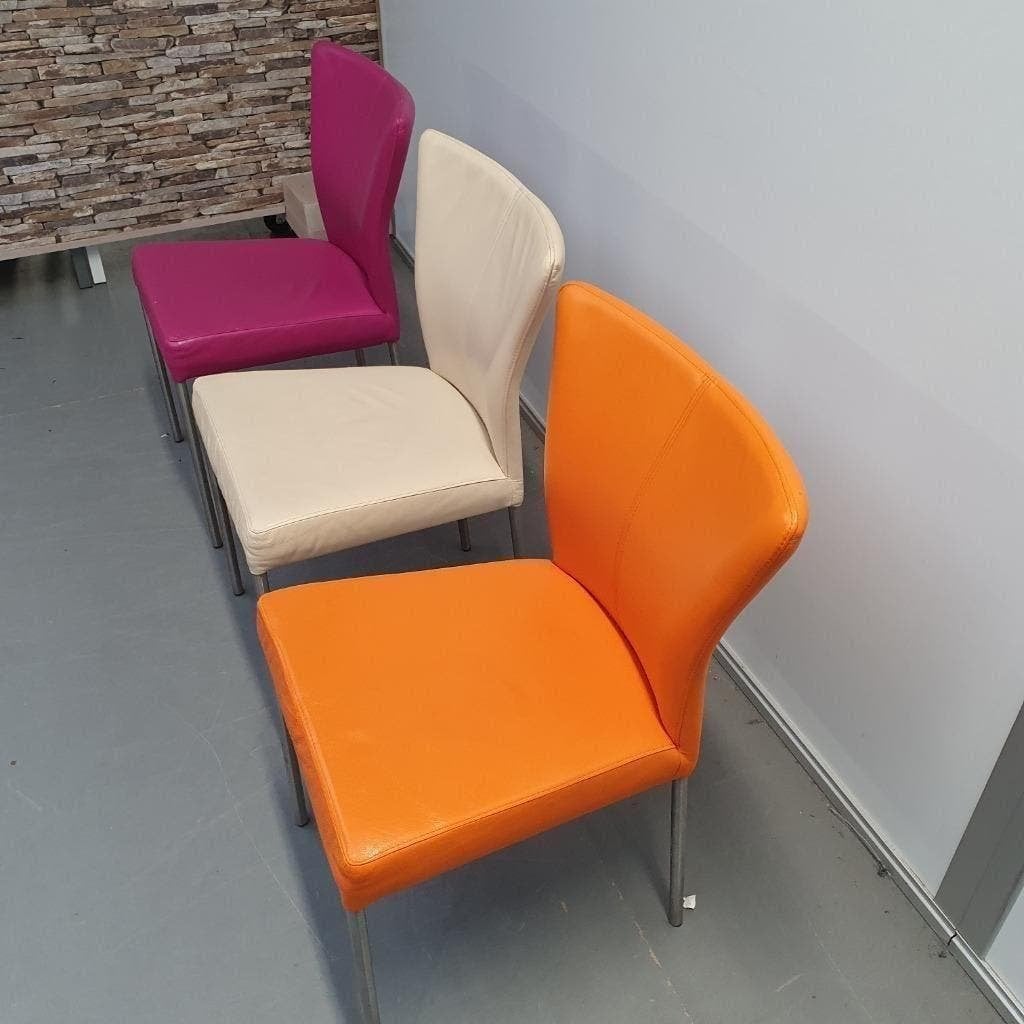 Lederen eetkamerstoel (gebruikerssporen) - div kleuren set 3, Ophalen, Gebruikt, Overige kleuren, Vijf, Zes of meer stoelen