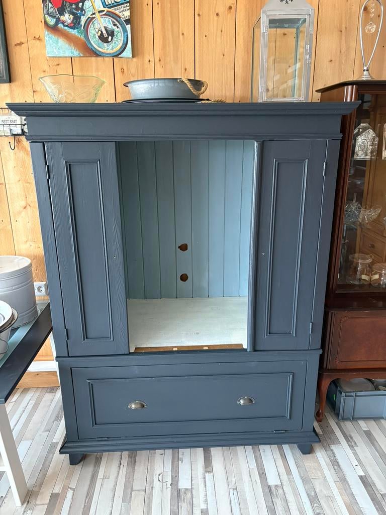 Zware oude massief grenen houten kast, Antiek en Kunst, Curiosa en Brocante, Ophalen