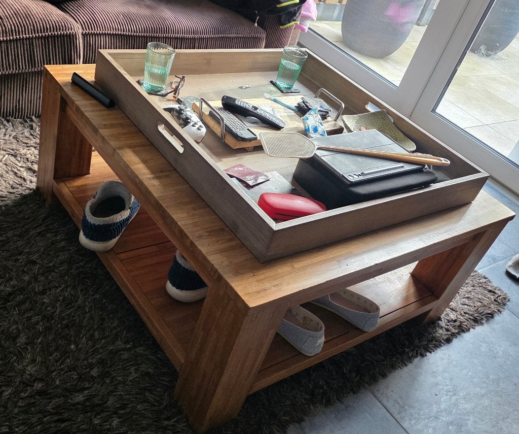 Teak houten salontafel, Ophalen, Gebruikt, 50 tot 100 cm, 5 – 50