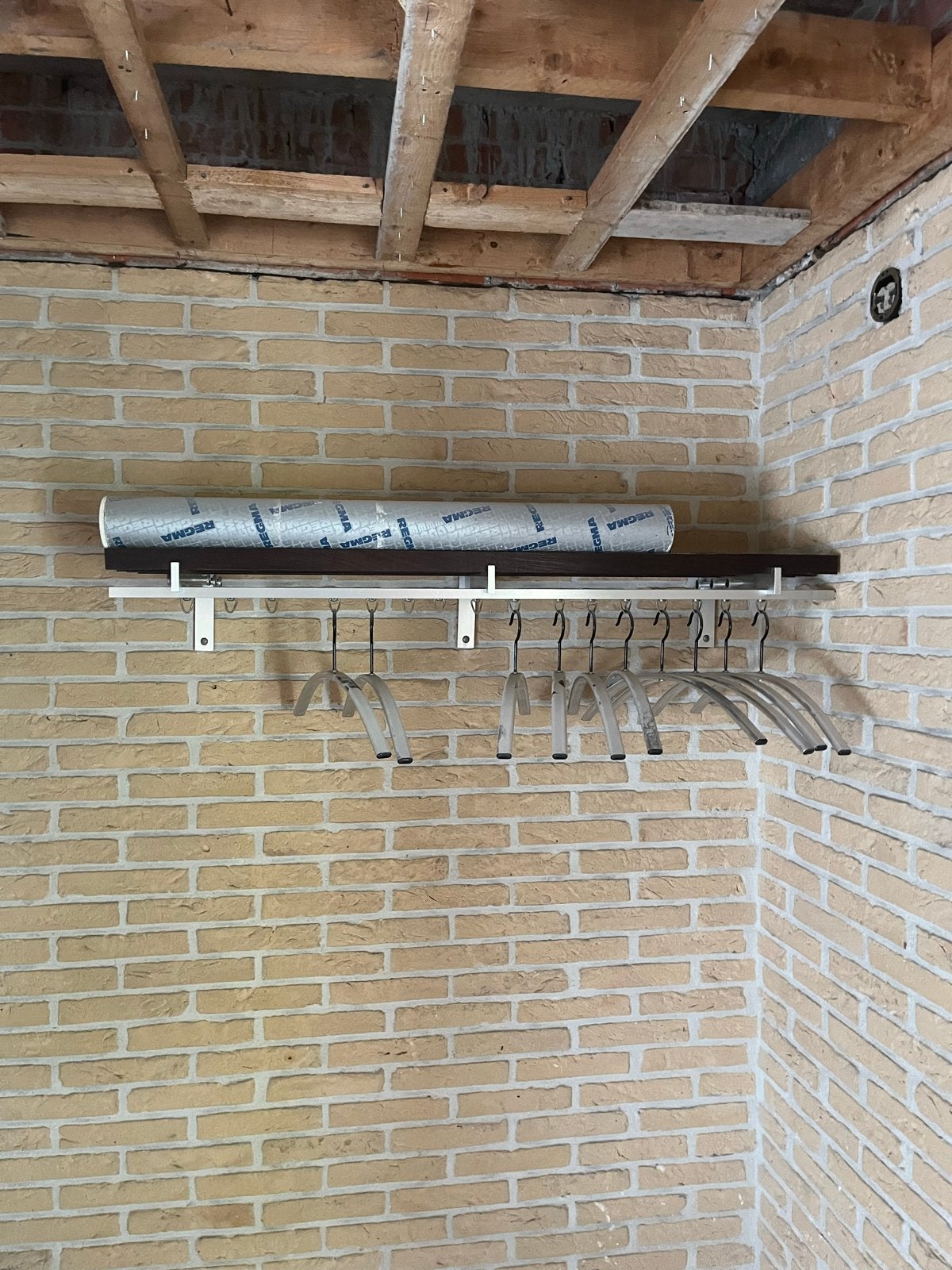 Houten wandkapstok met hangers - 107 cm breed, Huis en Inrichting, Gebruikt, Minder dan 100 cm, Hout, Ophalen
