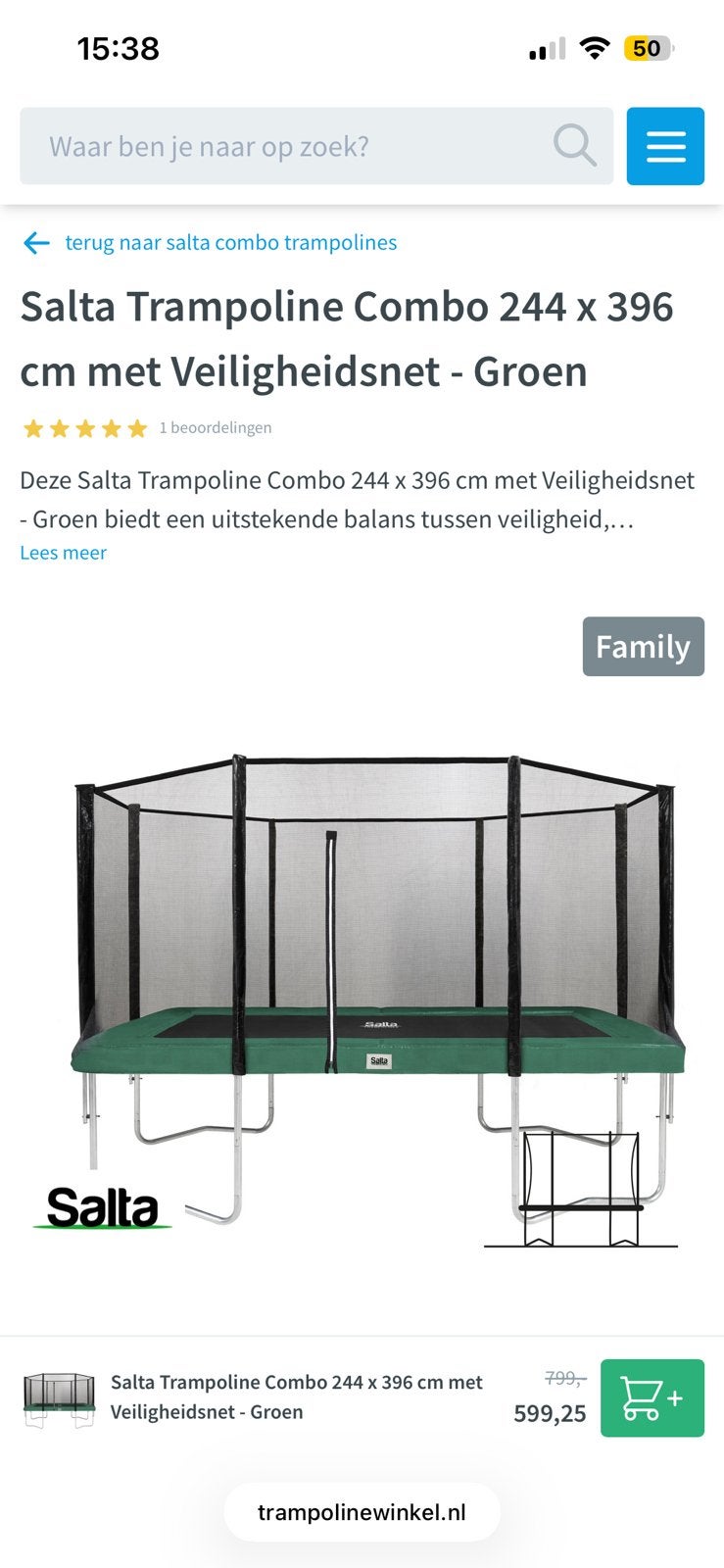 Salta 244x396cm met beschermhoes!, Ophalen, Gebruikt