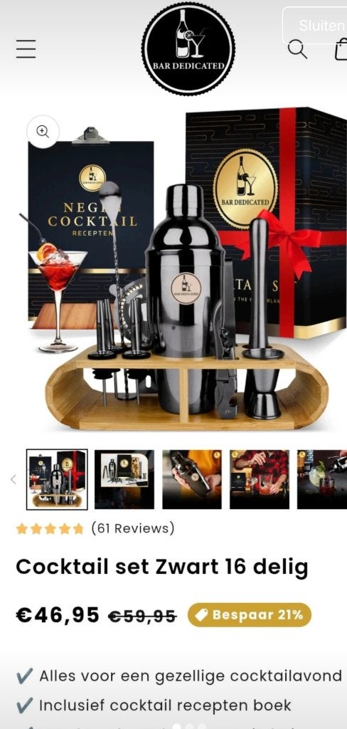 Cocktailset, Huis en Inrichting, Ophalen, Overige typen, Nieuw, Zwart