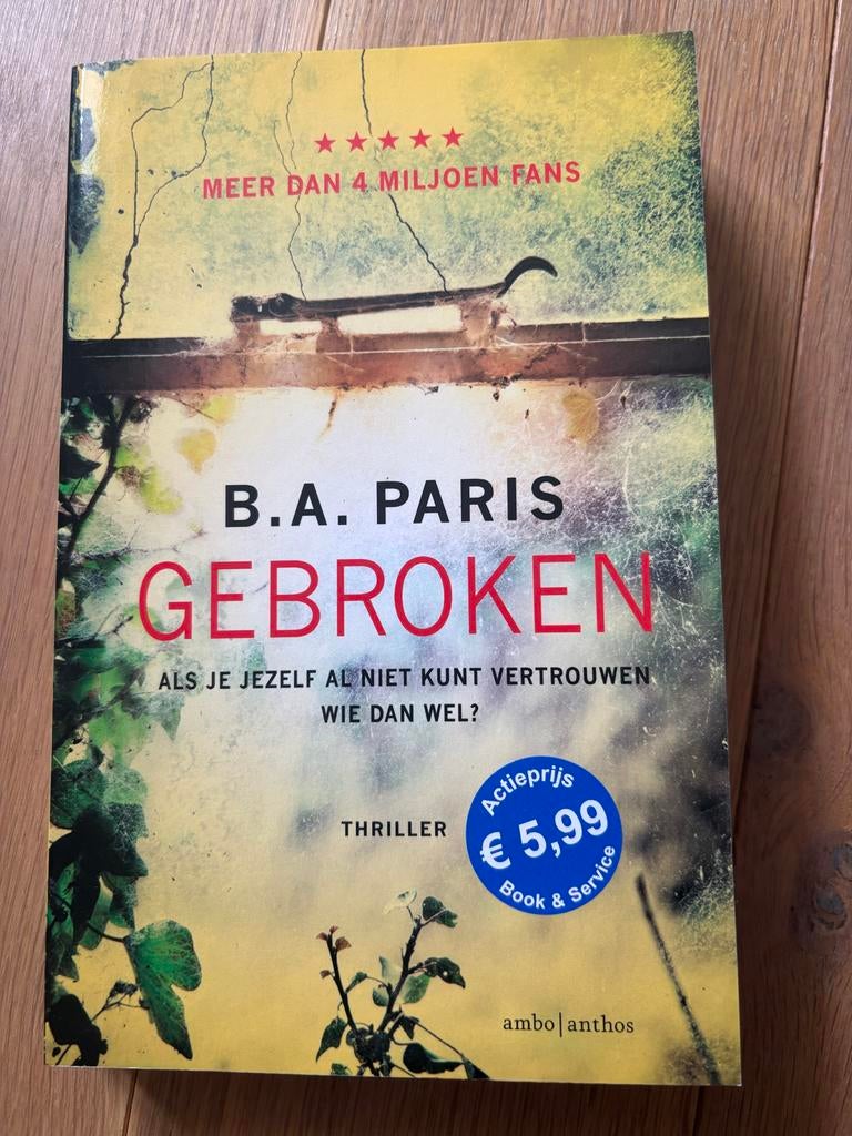 Gebroken - B.A. Paris, Boeken, Thrillers, Ophalen of Verzenden, Gelezen, Europa overig