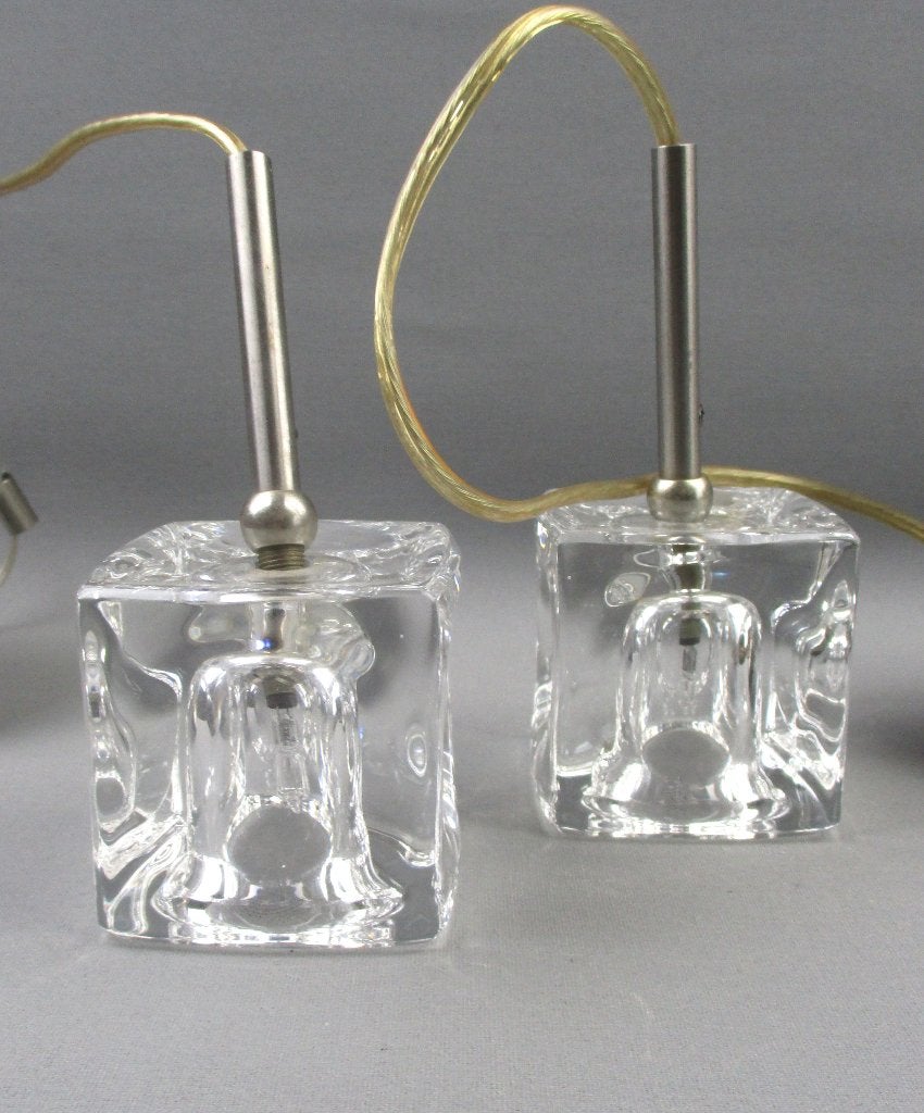 Vintage design Halogeen hanglampje ijsblok kubus jaren 90, Ophalen of Verzenden, Gebruikt, Glas