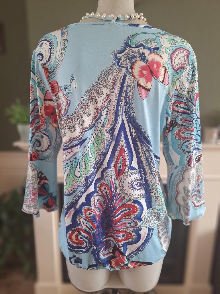K-Design K design baby blauwe parel top L, K-design, Maat 42/44 (L), Zo goed als nieuw, Lange mouw