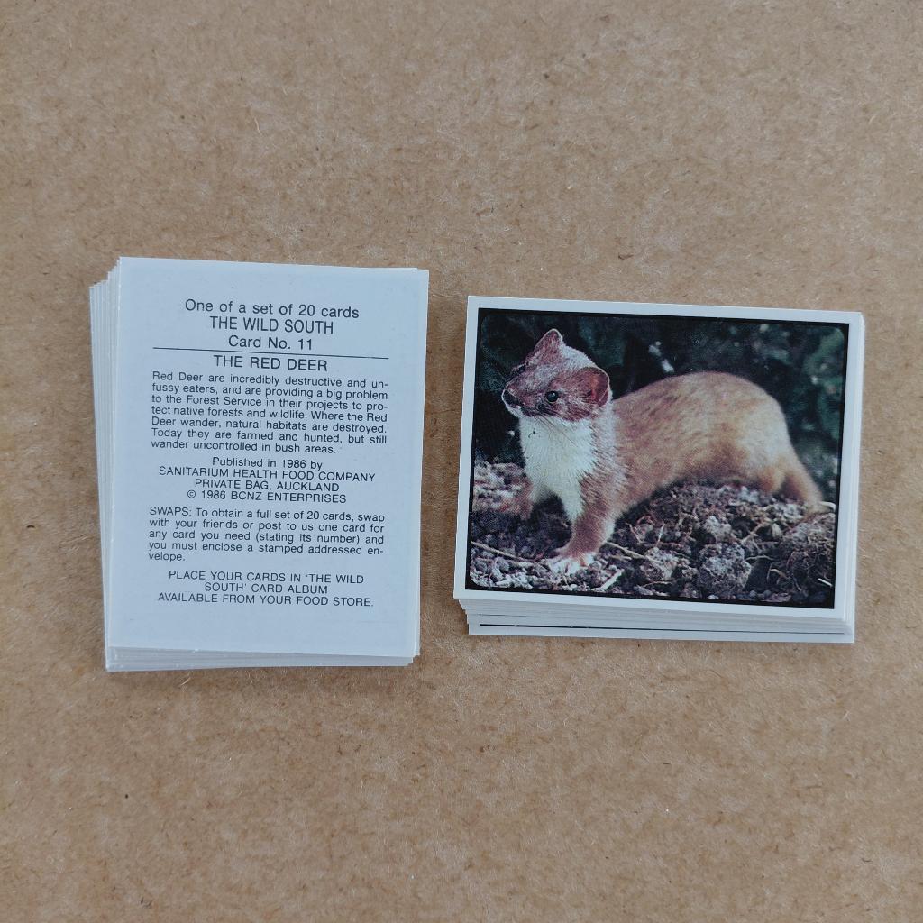 The Wild South complete set 20 trade cards dieren 1986 N-Z, Verzamelen, Ophalen