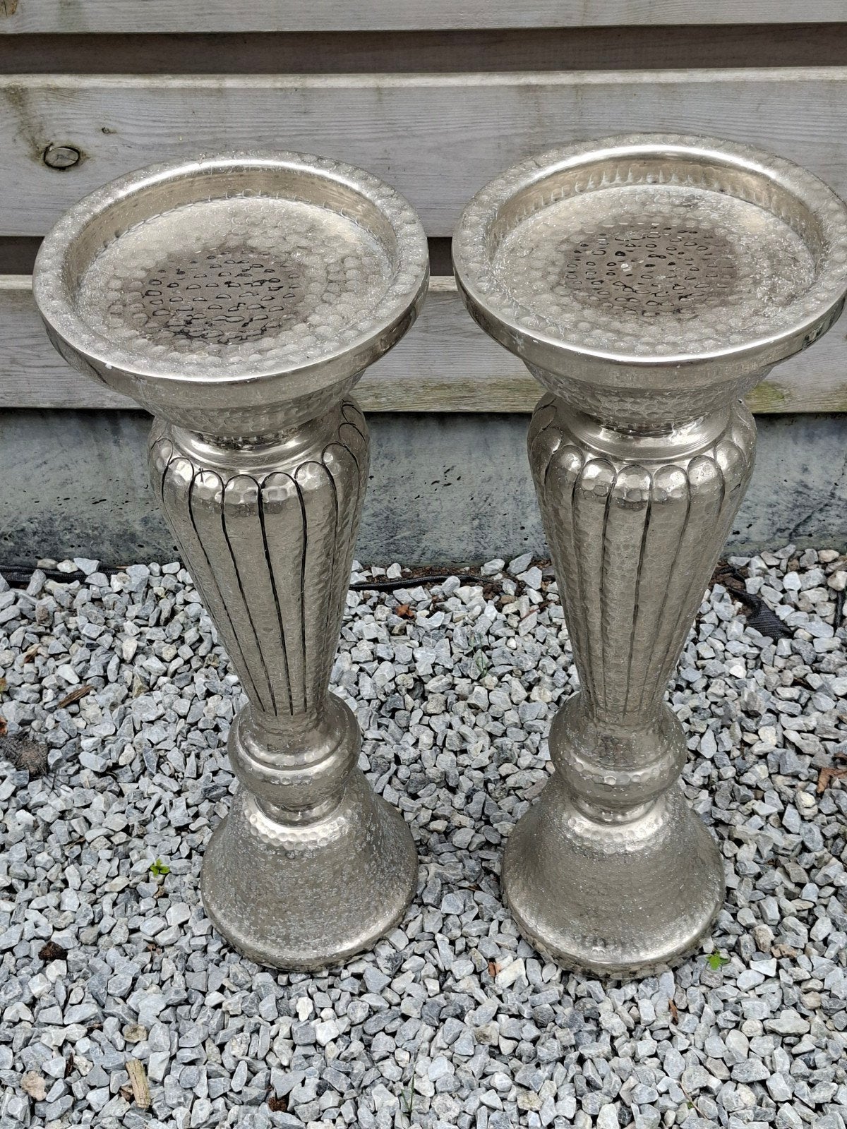 Zilveren set kaarsenstandaard 60 cm hoog, Huis en Inrichting, Woonaccessoires | Kandelaars en Kaarsen, Ophalen, Gebruikt, Metaal